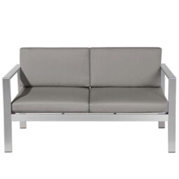 Beliani Garden Sofa 2 Seater Salerno Metal Dark Grey