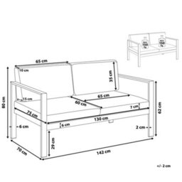 Beliani Garden Sofa 2 Seater Salerno Metal Dark Grey - thumbnail 3