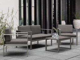 Beliani Garden Sofa 2 Seater Salerno Metal Dark Grey - thumbnail 2