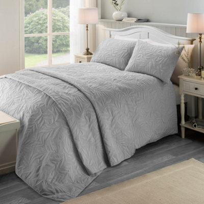 Serene Luana Silver Microfibre Pinsonic 3D Floral Design Duvet Cover Set - image 1