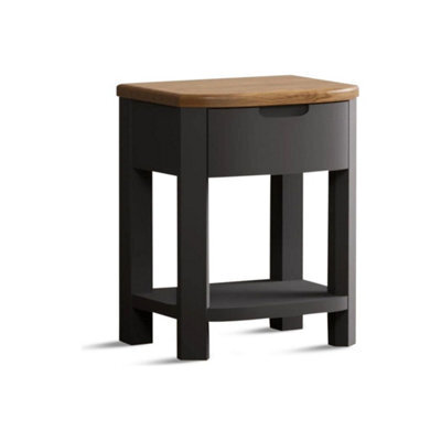 Furniture 48 Brahms Oak And Charcoal Painted 1 Drawer Bedside Chest