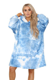Ms9 Women's Oversized Hoodie Wearable Blanket Hoodie Top With Sherpa Lining Dark Blue And White - thumbnail 2