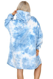 Ms9 Women's Oversized Hoodie Wearable Blanket Hoodie Top With Sherpa Lining Dark Blue And White - thumbnail 6