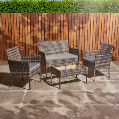 Home Treats Rattan Garden Furniture Set 4 Seater Patio Table Chairs - image 1