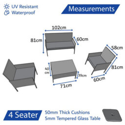 Home Treats Rattan Garden Furniture Set 4 Seater Patio Table Chairs - thumbnail 3