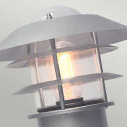 Luminosa Lighting Elstead Helsingor 1 Light Outdoor Pedestal Lantern Silver, 304 Ss Ip44, E27 - thumbnail 2
