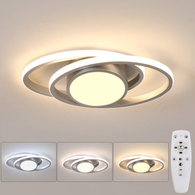 Pheashine Silver Aluminium Led Flush Mount Ceiling Light 39W Stepless Dimmable 3000 6500K Remote For Living Room, Bedroom, Kitchen - image 1