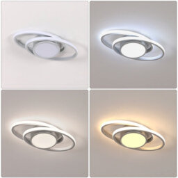 Pheashine Silver Aluminium Led Flush Mount Ceiling Light 39W Stepless Dimmable 3000 6500K Remote For Living Room, Bedroom, Kitchen - thumbnail 3
