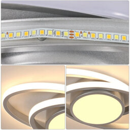 Pheashine Silver Aluminium Led Flush Mount Ceiling Light 39W Stepless Dimmable 3000 6500K Remote For Living Room, Bedroom, Kitchen - thumbnail 2