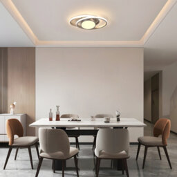 Pheashine Silver Aluminium Led Flush Mount Ceiling Light 39W Stepless Dimmable 3000 6500K Remote For Living Room, Bedroom, Kitchen - thumbnail 4