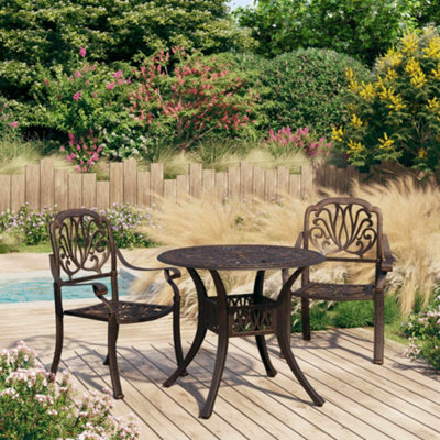 Berkfield 3 Piece Bistro Set Cast Aluminium Bronze - image 1