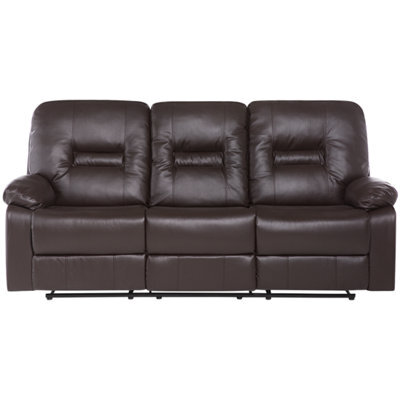 Beliani Manual Recliner Sofa 3 Seater Bergen Faux Leather Brown - image 1