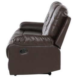 Beliani Manual Recliner Sofa 3 Seater Bergen Faux Leather Brown - thumbnail 7