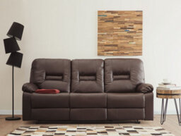 Beliani Manual Recliner Sofa 3 Seater Bergen Faux Leather Brown - thumbnail 2
