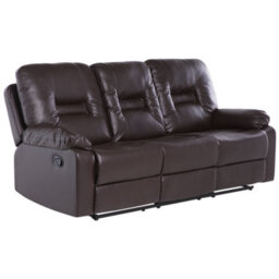 Beliani Manual Recliner Sofa 3 Seater Bergen Faux Leather Brown - thumbnail 6