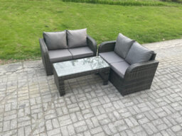 Fimous Outdoor Garden Furniture Sets Wicker Rattan Furniture Sofa Sets With Rectangular Coffee Table - thumbnail 2