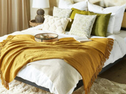Beliani Blanket Yarsa Cotton 125 X 150 Cm Mustard - thumbnail 2
