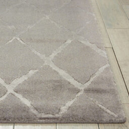 Grey Luxurious Modern Geometrical Easy To Clean Viscose Chequered Wool Rug For Living Room, Bedroom - 244Cm (Circle) - thumbnail 5