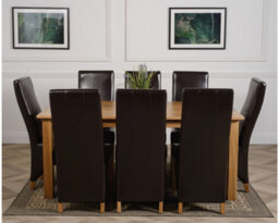 That's Furniture Oslo 180 X 90 Cm Large Oak Dining Table And 8 Chairs Dining Set With Lola Brown Leather Chairs - thumbnail 2