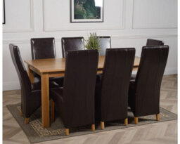 That's Furniture Oslo 180 X 90 Cm Large Oak Dining Table And 8 Chairs Dining Set With Lola Brown Leather Chairs - thumbnail 3