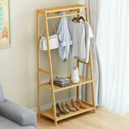 Wooden Clothes Rail  Shoe Bag Hat Living Room - thumbnail 3