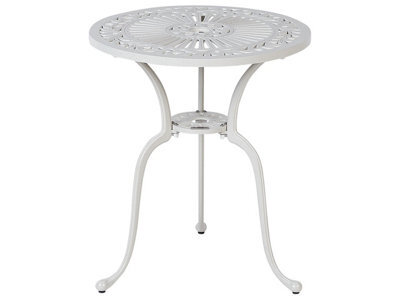 Beliani Off-White Aluminium Round Outdoor Dining Table 61Cm Diameter Vintage Patio Bistro Table - image 1