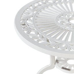 Beliani Off-White Aluminium Round Outdoor Dining Table 61Cm Diameter Vintage Patio Bistro Table - thumbnail 5