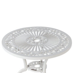 Beliani Off-White Aluminium Round Outdoor Dining Table 61Cm Diameter Vintage Patio Bistro Table - thumbnail 3