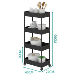 Living And Home 4 Tiers Black Plastic Kitchen Shelf Bathroom Storage Rack - thumbnail 8