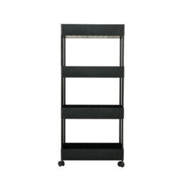 Living And Home 4 Tiers Black Plastic Kitchen Shelf Bathroom Storage Rack - thumbnail 6