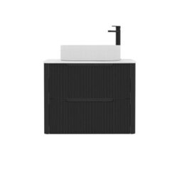 Royal Bathrooms Avenza 700mm Matt Obsidian Black Wall Hung Bathroom Countertop Vanity Unit 2 Drawer With Lyon Basin - thumbnail 6