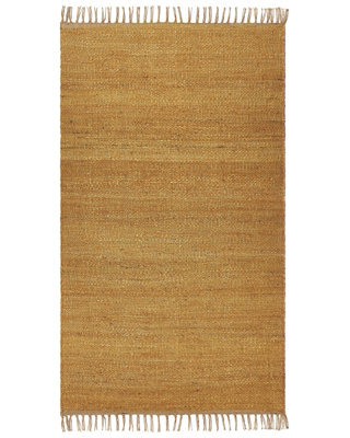 Beliani Mustard Jute Area Rug 80 X 150 Cm Handwoven Low-Pile With Tassels - image 1