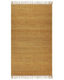 Beliani Mustard Jute Area Rug 80 X 150 Cm Handwoven Low-Pile With Tassels - thumbnail 1
