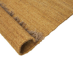 Beliani Mustard Jute Area Rug 80 X 150 Cm Handwoven Low-Pile With Tassels - thumbnail 4