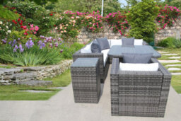 UK Leisure World Rattan Dining Garden Wicker Outdoor Conservatory Corner Sofa Furniture Set Cube Grey - thumbnail 4