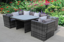 UK Leisure World Rattan Dining Garden Wicker Outdoor Conservatory Corner Sofa Furniture Set Cube Grey - thumbnail 3