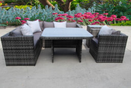 UK Leisure World Rattan Dining Garden Wicker Outdoor Conservatory Corner Sofa Furniture Set Cube Grey - thumbnail 2