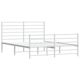 Berkfield Metal Bed Frame With Headboard And Footboard White 120X200 Cm - thumbnail 5
