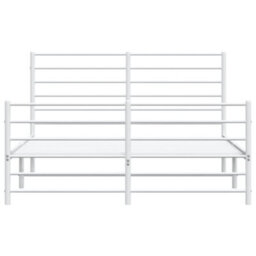 Berkfield Metal Bed Frame With Headboard And Footboard White 120X200 Cm - thumbnail 6