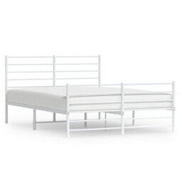 Berkfield Metal Bed Frame With Headboard And Footboard White 120X200 Cm - thumbnail 2