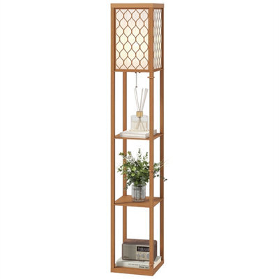 Natural Floor Lamp Standing Light With 3 Open Shelves For Living Room - image 1