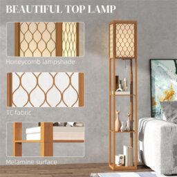 Natural Floor Lamp Standing Light With 3 Open Shelves For Living Room - thumbnail 4