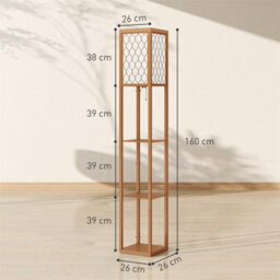 Natural Floor Lamp Standing Light With 3 Open Shelves For Living Room - thumbnail 2