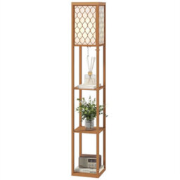 Natural Floor Lamp Standing Light With 3 Open Shelves For Living Room - thumbnail 1