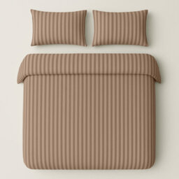 Bedlooms Beige Stripe Duvet Cover Set, Reversible, Breathable & Hypoallergenic Bedding Pack, Single 135X200Cm - thumbnail 2