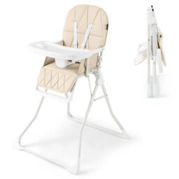 Costway Foldable High Chair Portable Baby Feeding Chair-Beige