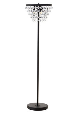 Orsina Clear Crystal Floor Lamp With Black Metal Frame, Elegant Transitional Floor Lamp With Crystal Beads - image 1