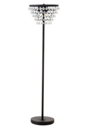 Orsina Clear Crystal Floor Lamp With Black Metal Frame, Elegant Transitional Floor Lamp With Crystal Beads - thumbnail 1