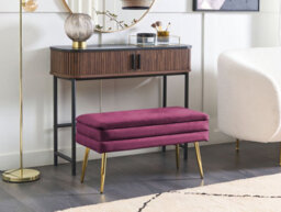 Beliani Upholstered Storage Bench Durham Velvet Burgundy - thumbnail 2