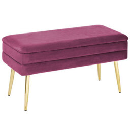 Beliani Upholstered Storage Bench Durham Velvet Burgundy